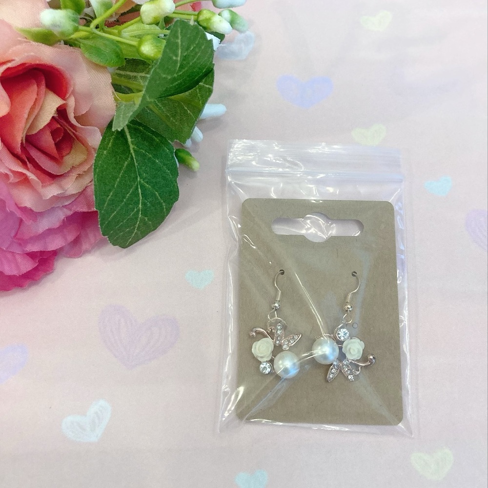 Dangled earrings. Butterfly pearl earrings. - Picture 5 of 5